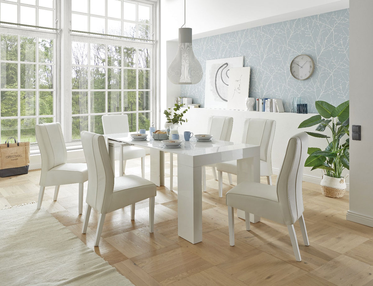 Consolle allungabile bianco lucida, made in Italy