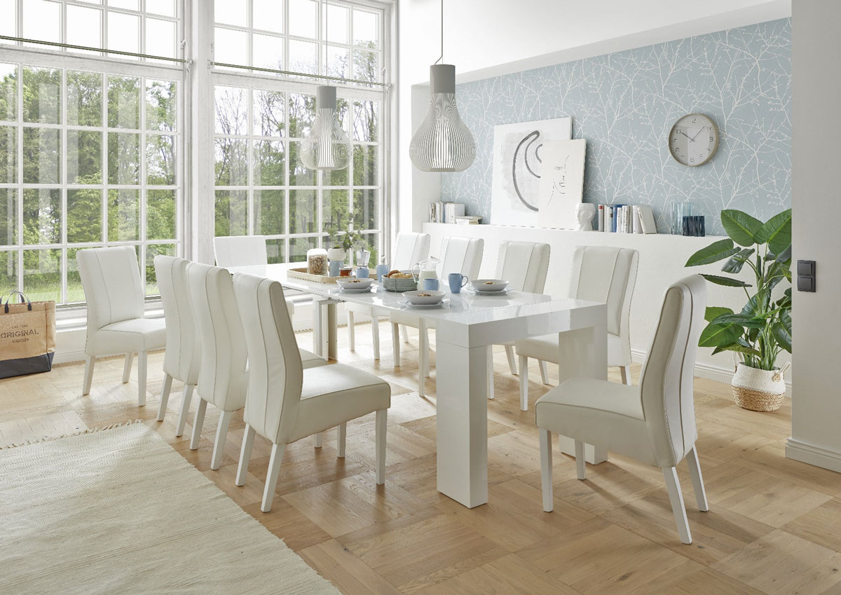 Consolle allungabile bianco lucida, made in Italy