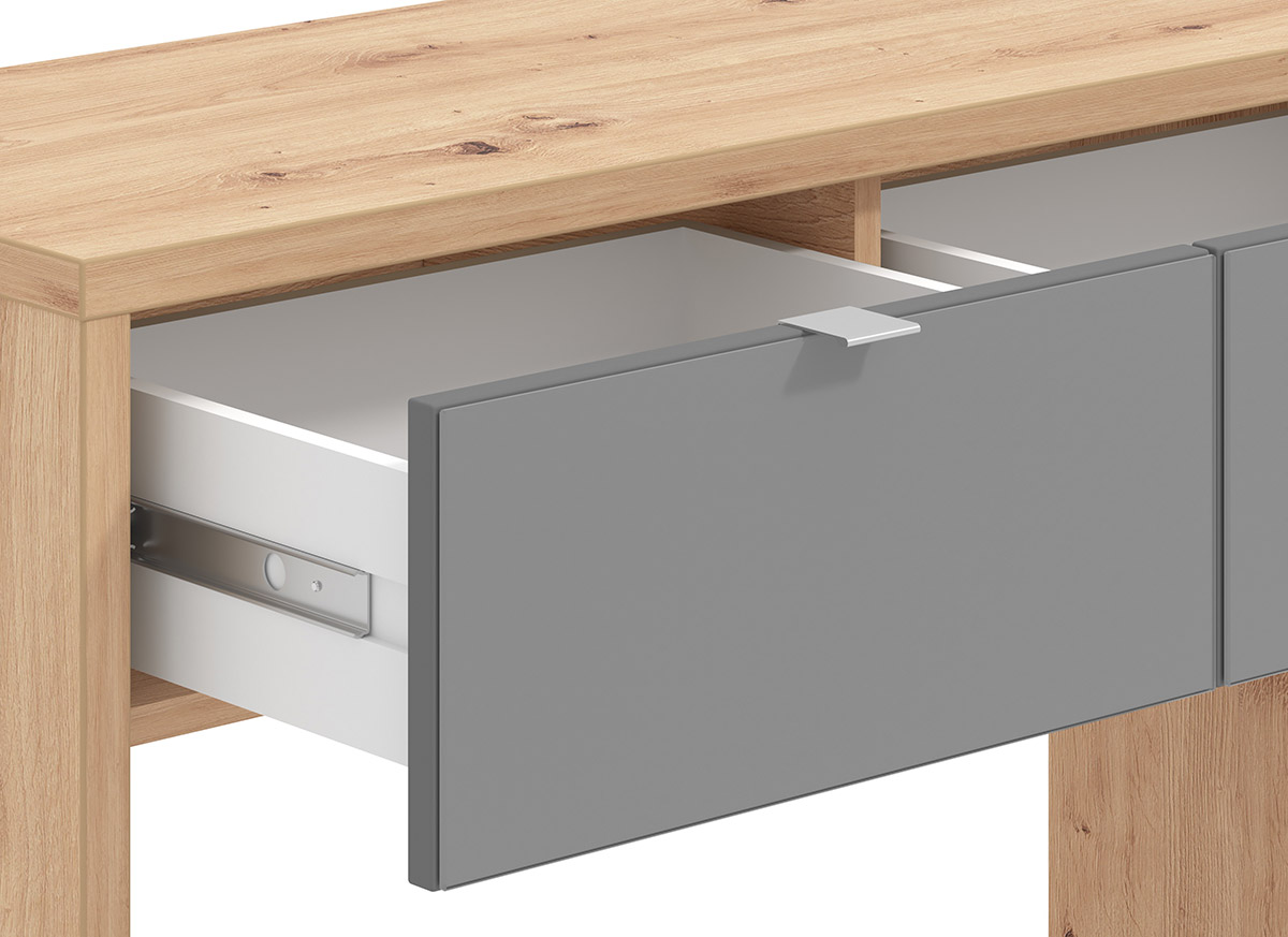 Consolle ingresso a 2 cassetti, finitura Grigio e Rovere
