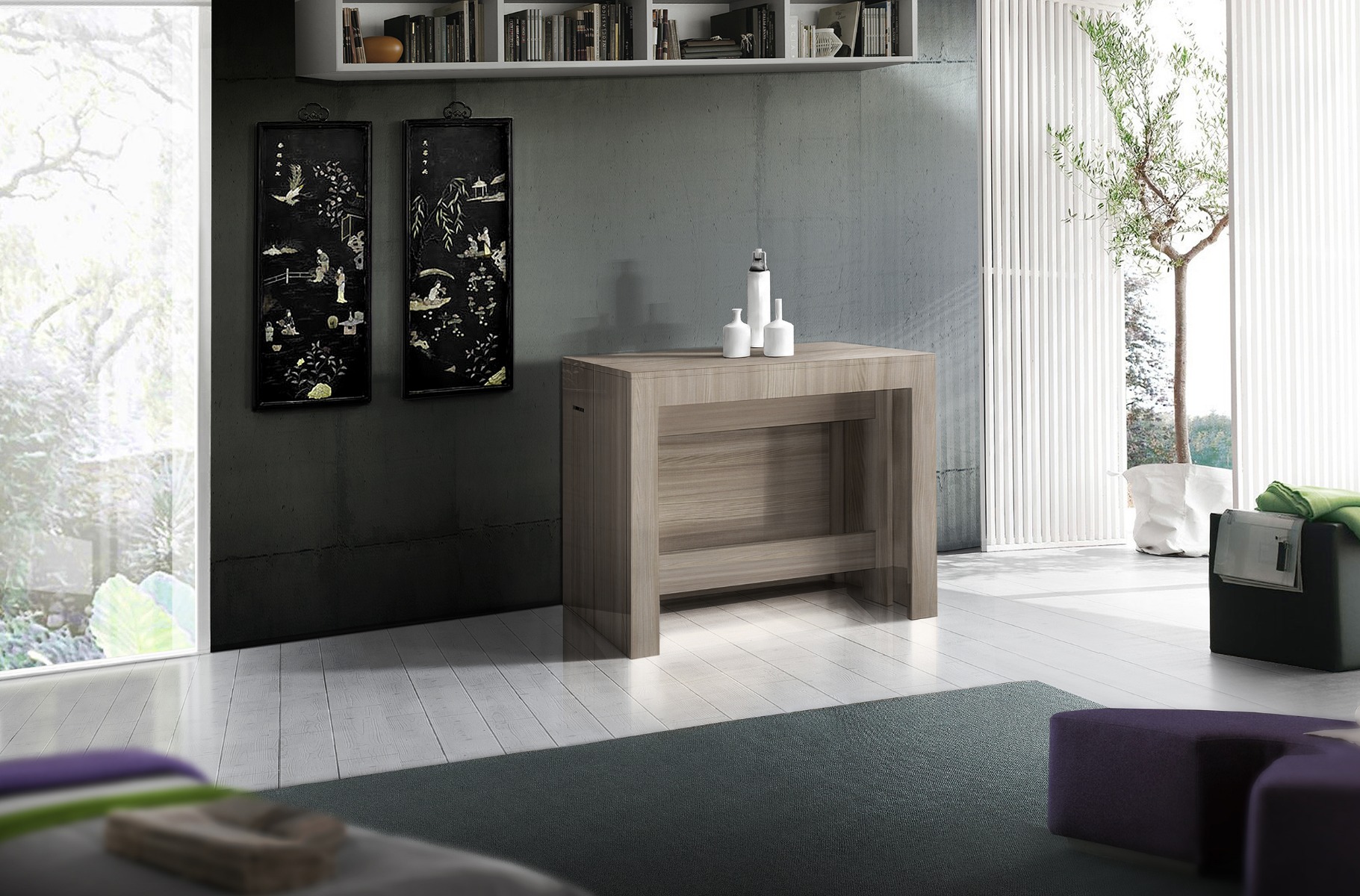 Consolle olmo allungabile, L.300 cm