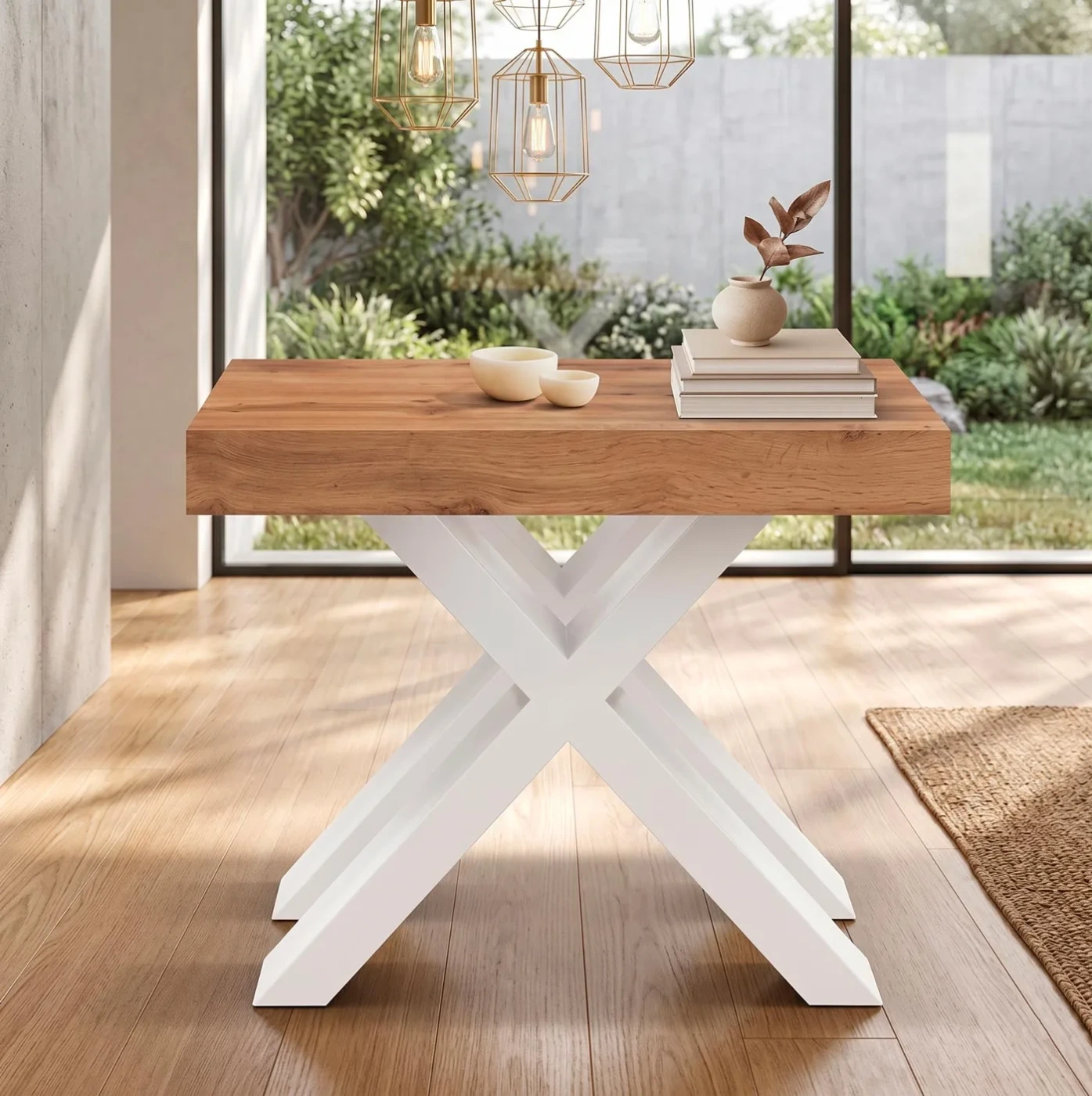 Tavolo consolle colore Rovere rustico e Bianco