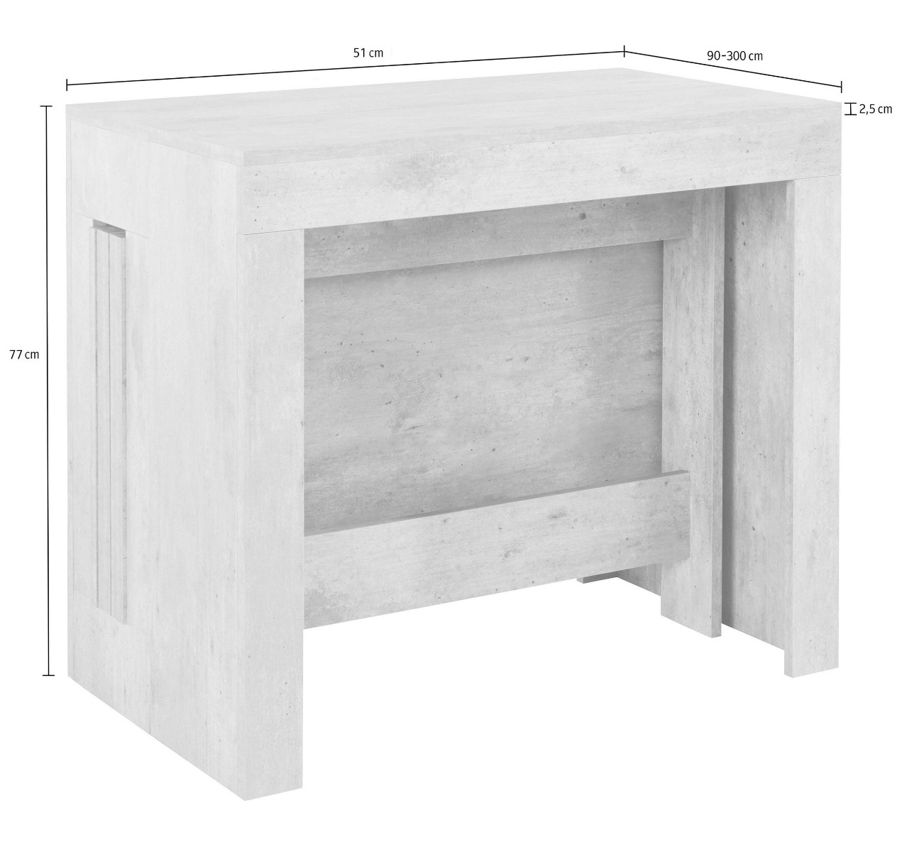 Consolle olmo allungabile, L.300 cm