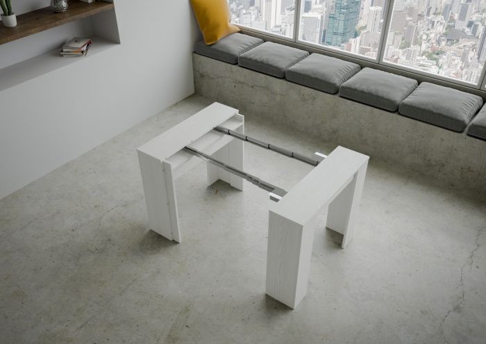 Consolle Bianco frassino, allungabile fino a 308 cm