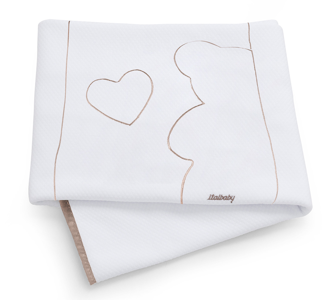 Lettino per neonati Winnie, bianco e choco con decori orsetto