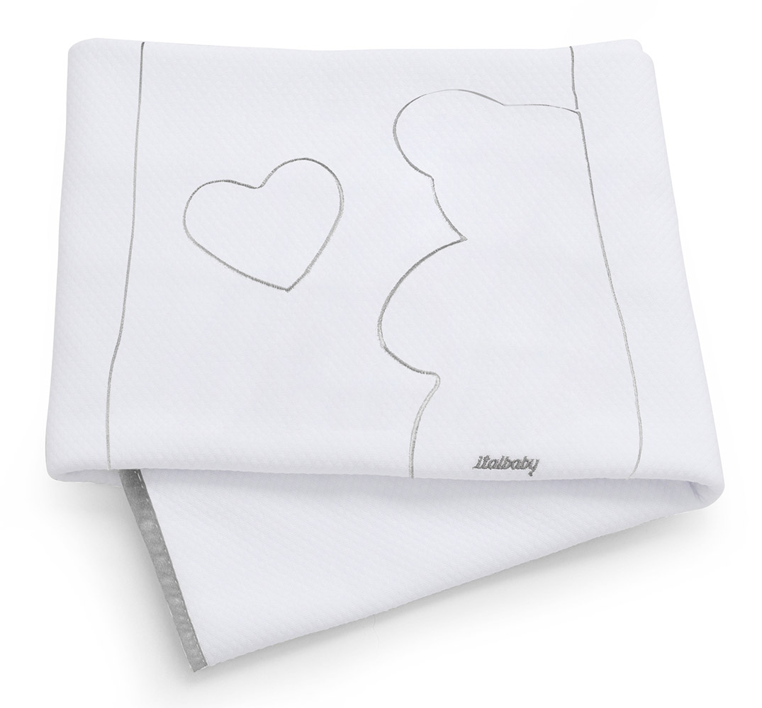 Lettino per neonati Winnie, bianco e Grey con decori orsetto