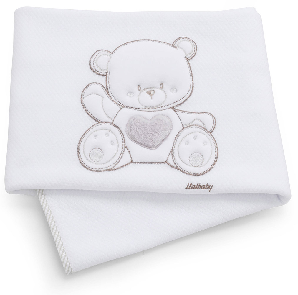 Culla Mr.Bear bianca e choco con ruote, decori con orsetti