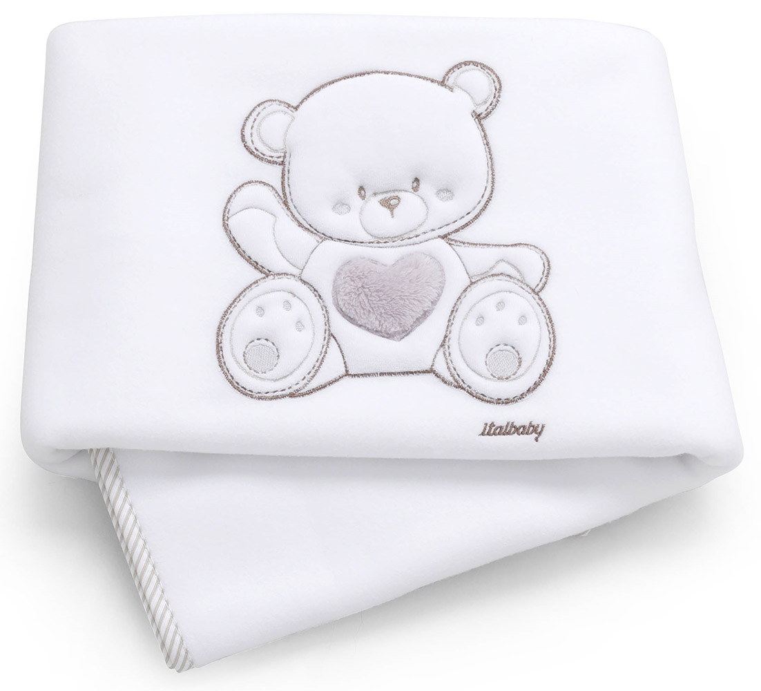 Culla Mr.Bear bianca e choco con ruote, decori con orsetti