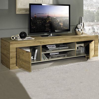 Porta TV moderno in Rovere Miele con vano a giorno e 2 ante, offerta Black Friday