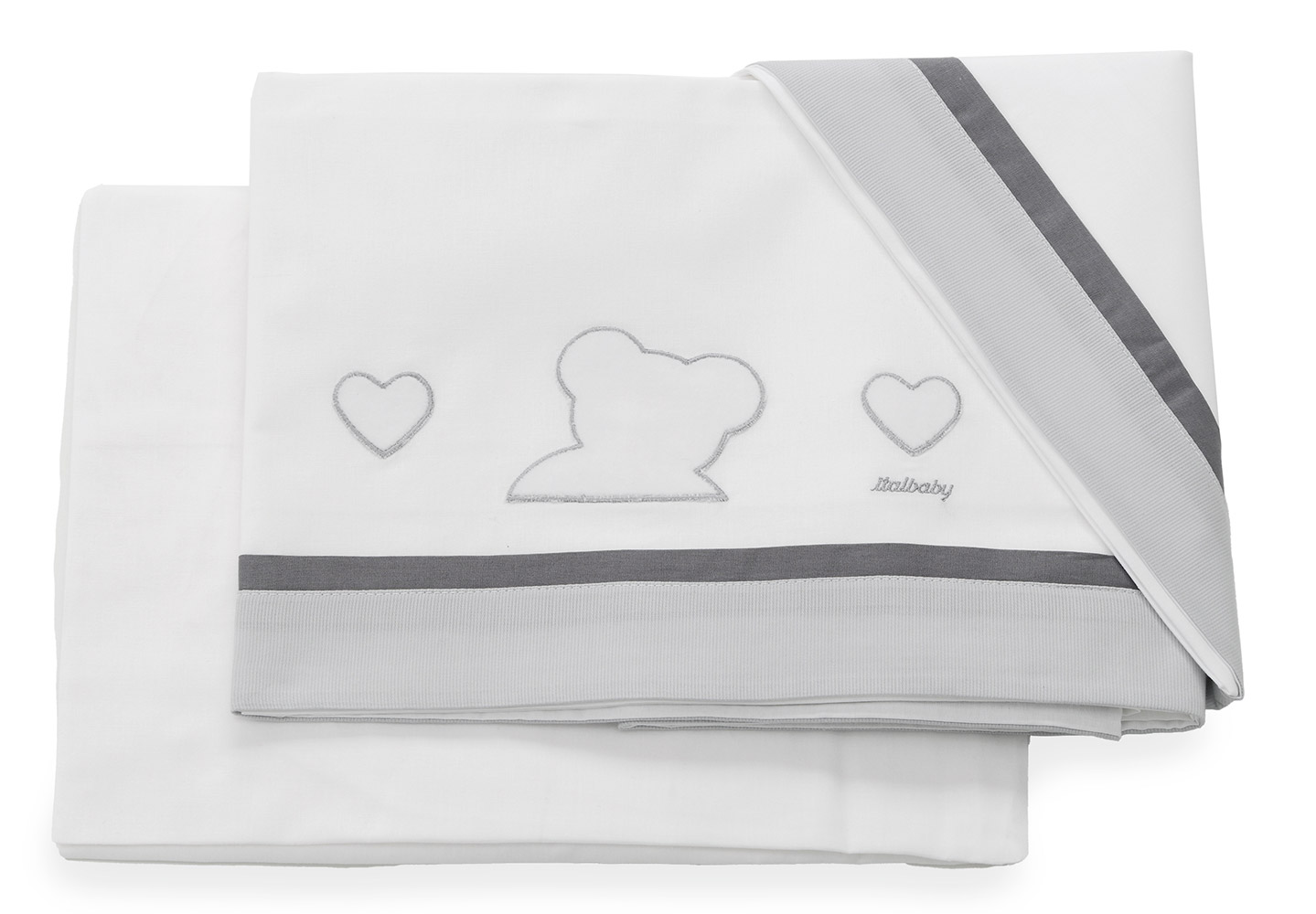 Lettino per neonati Winnie, bianco e Grey con decori orsetto