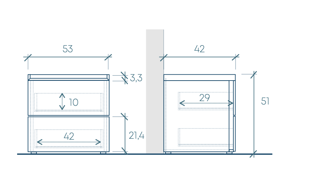 comodini con vassoio