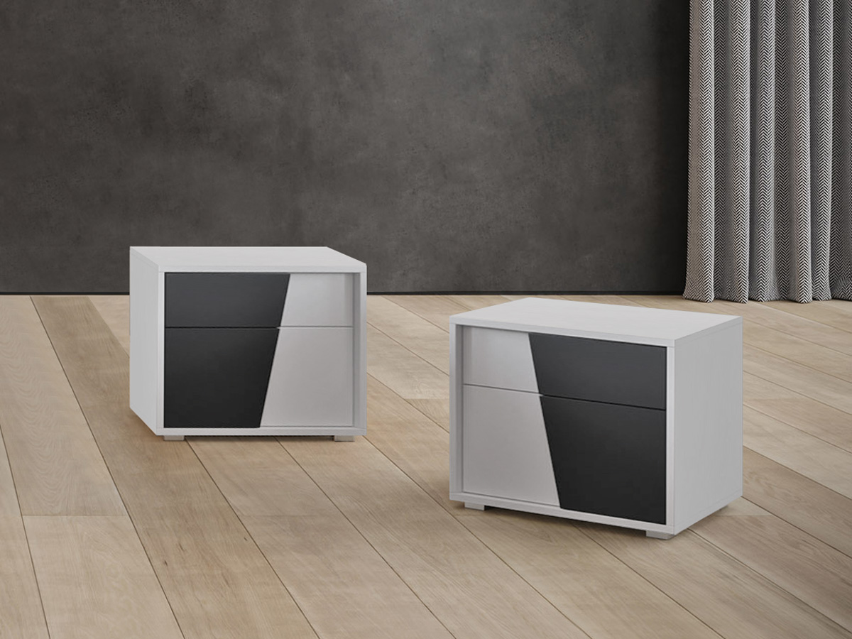 Comodini moderni bicolore, colore laccato opaco Bianco e Nero 