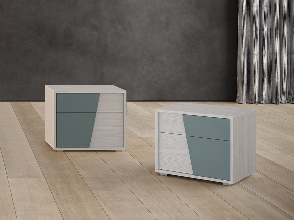 Comodini moderni bicolore, colore laccato opaco Bristol e Nuvola Frassinato