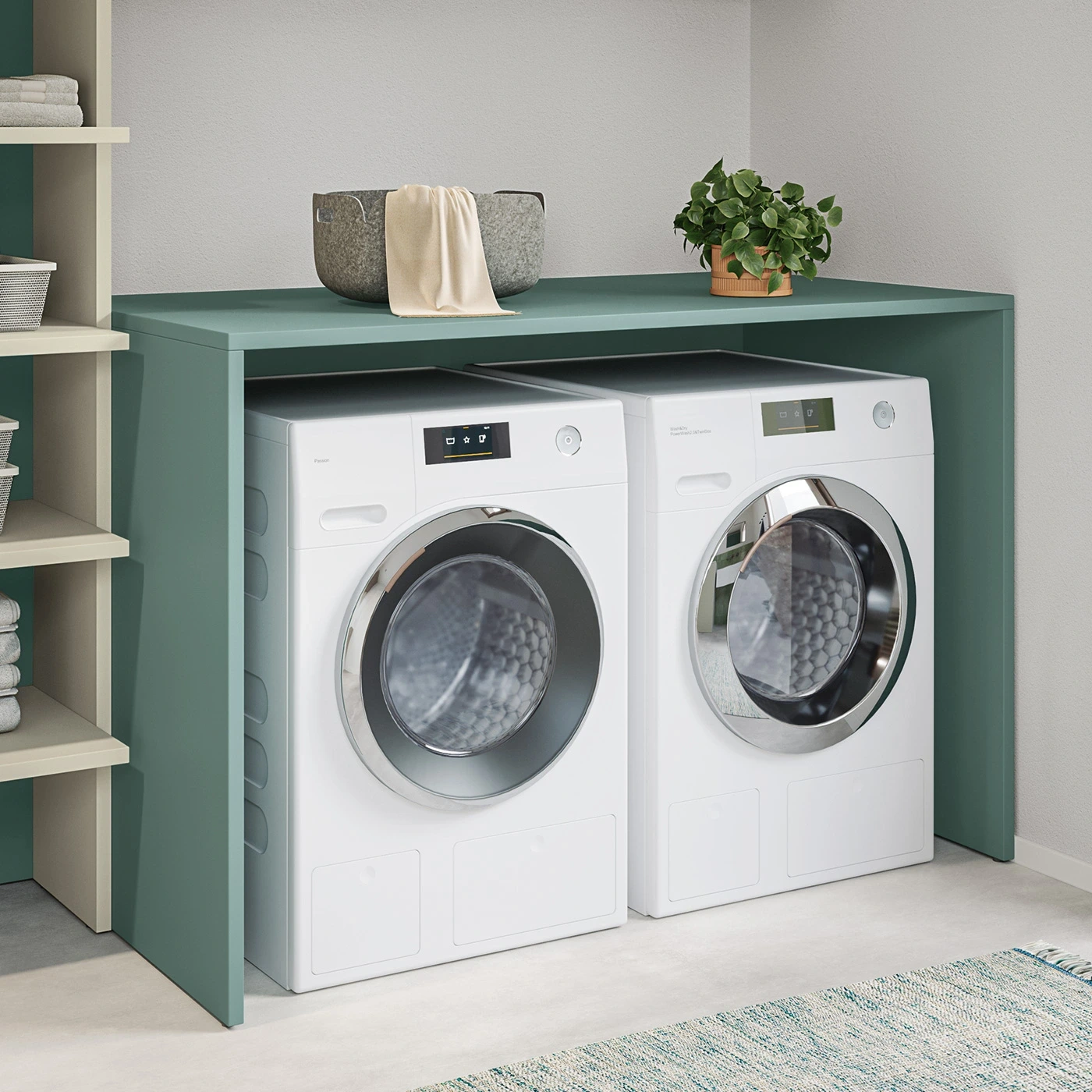 Coprilavatrice e asciugatrice a giorno, Verde alpi, L.130