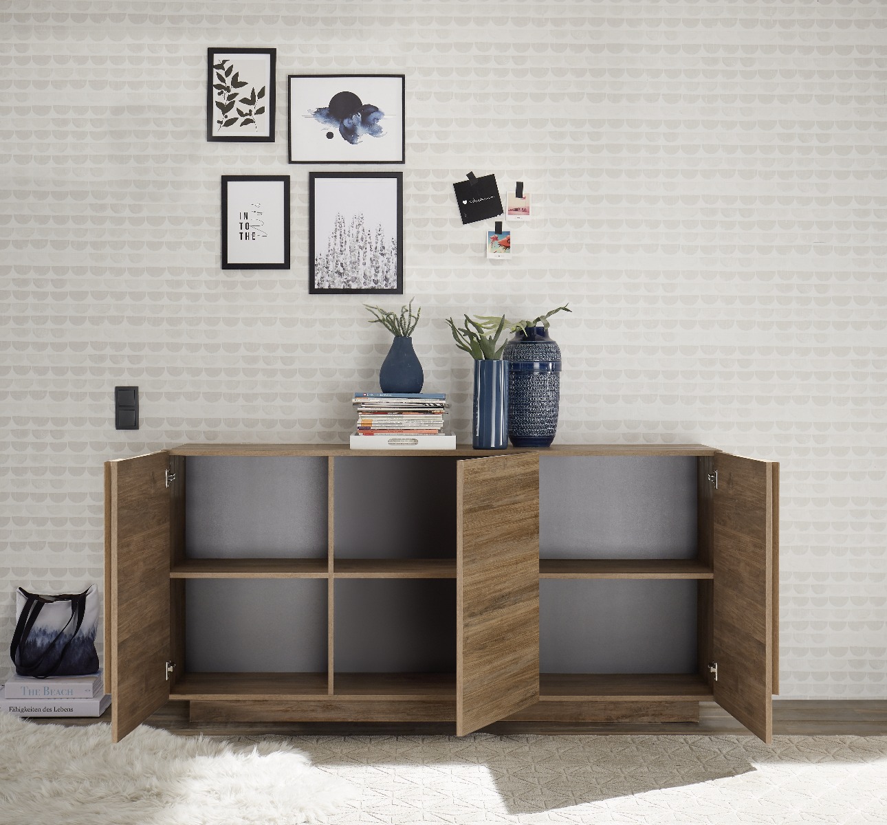 Credenza 3 ante moderna, in finitura Mercure