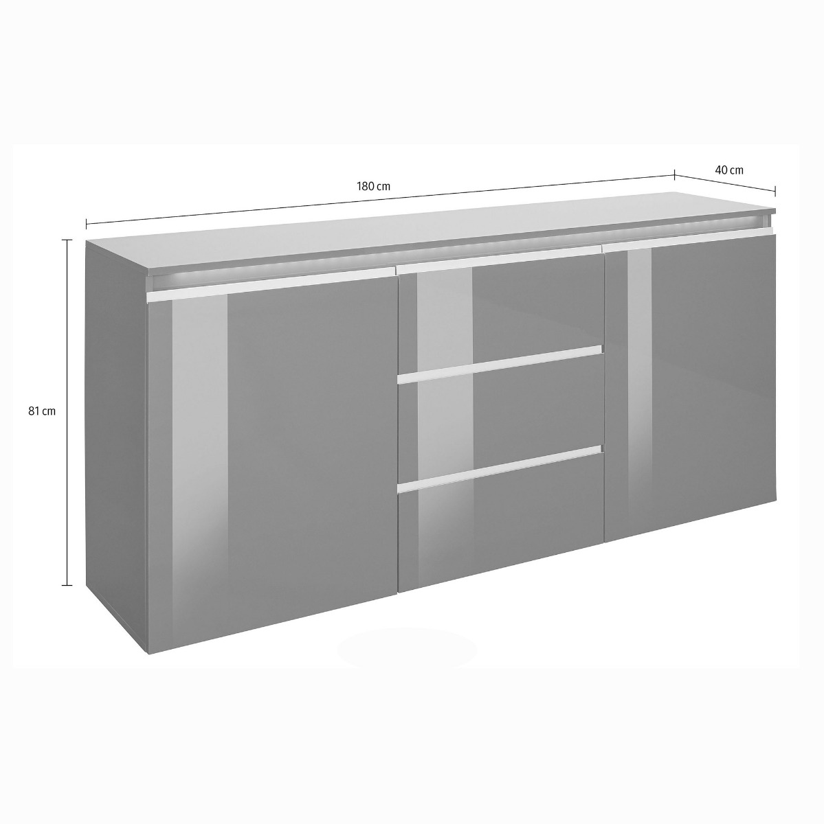 madia bianco lucido con cassetti