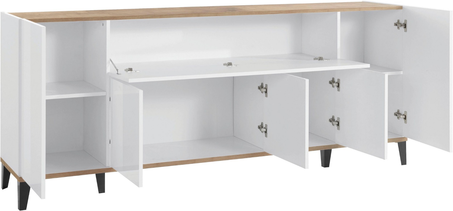 Credenza moderna 200 cm Bianco lucido e Pero