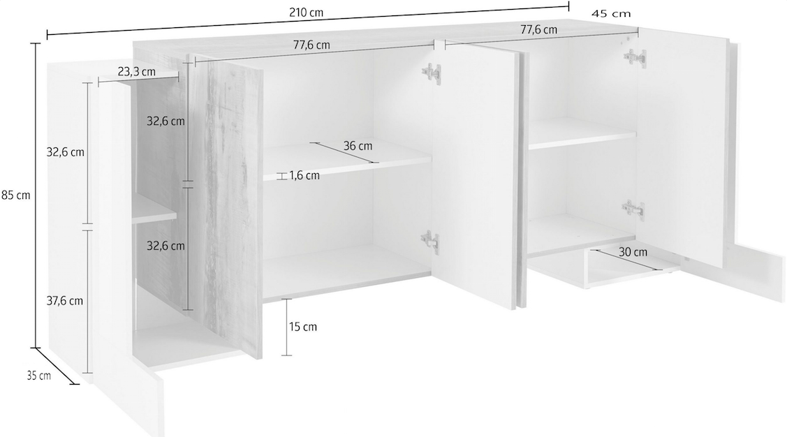 Madia in offerta bianca laccata lucido, 6 ante 