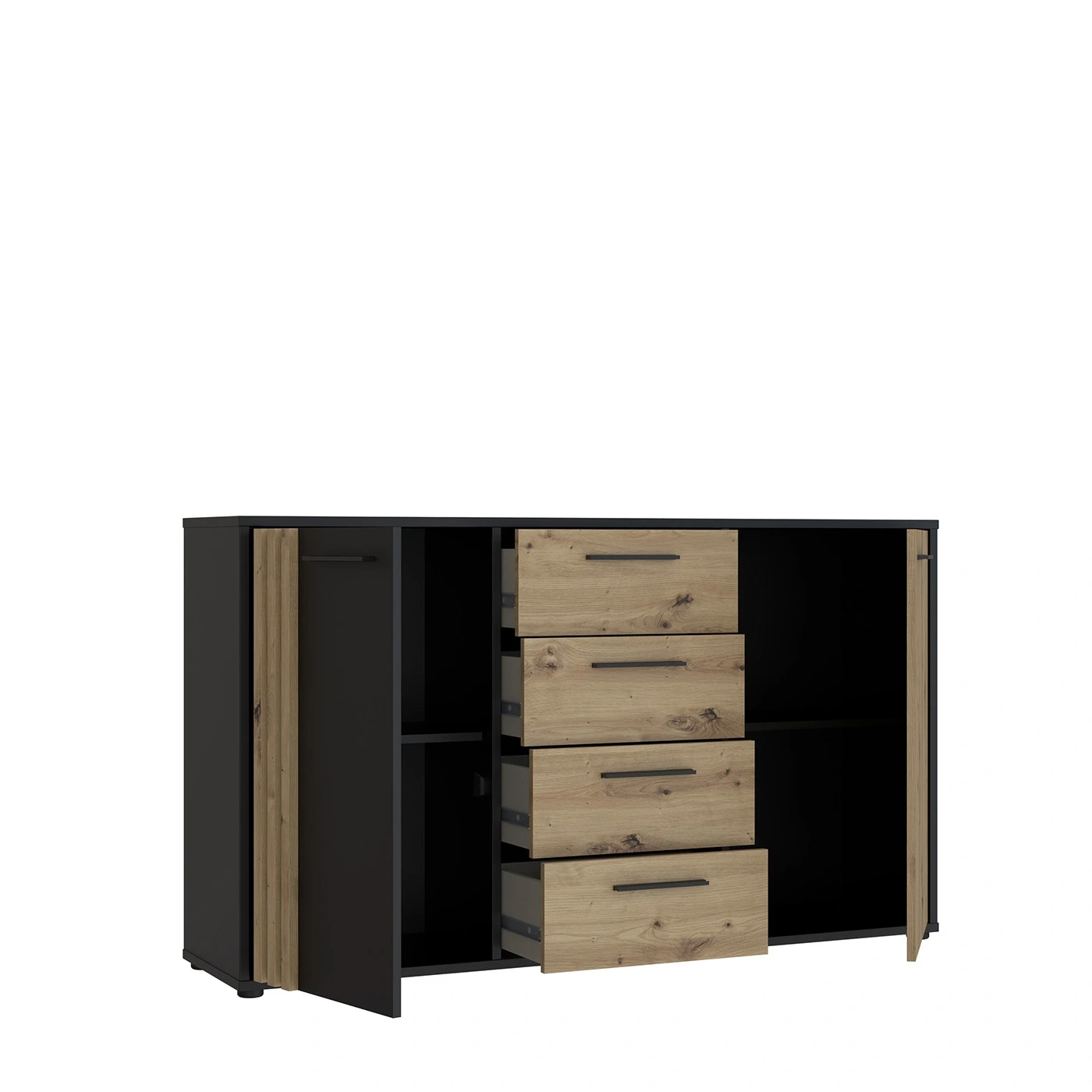 madia a 4 cassetti nera