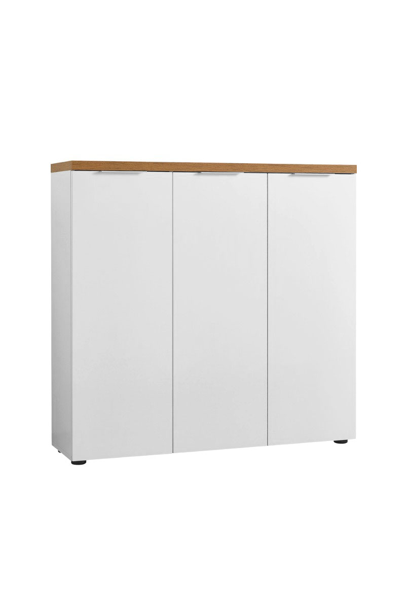 Composizione da ingresso formata da appendiabiti, cassapanca, madia 3 ante e specchio