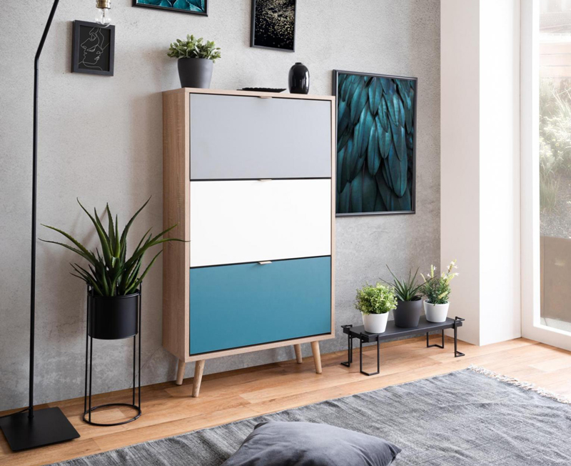 Colorata Scarpiera moderna Lavik 3 ante doppia profondità Zenzero Shop