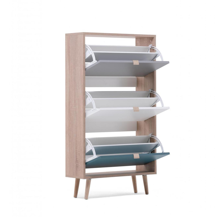 Colorata Scarpiera moderna Lavik 3 ante doppia profondità Zenzero Shop