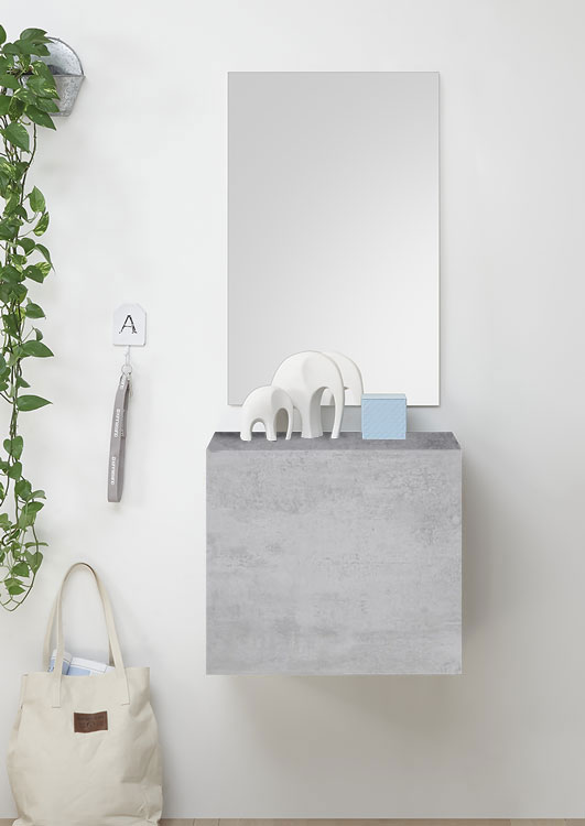 Idee ingressi con specchio, finitura Beton