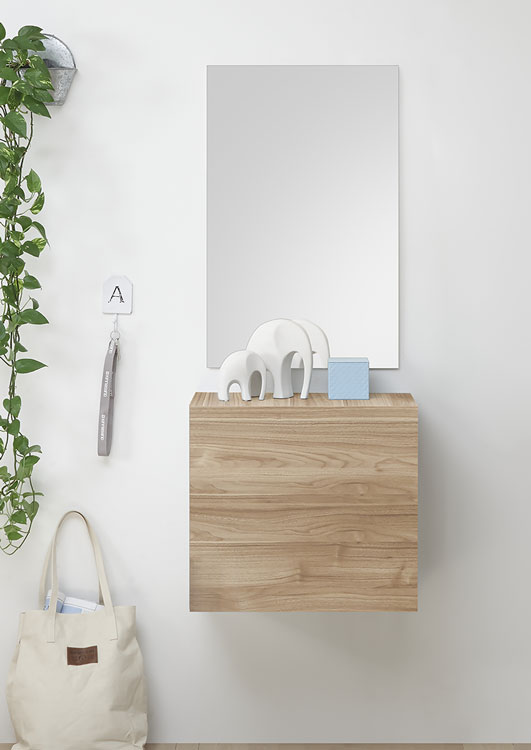 Mobile da ingresso con specchio, finitura noce stelvio