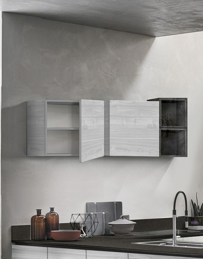 Pensile cubo per cucina sospeso, Grigio artico