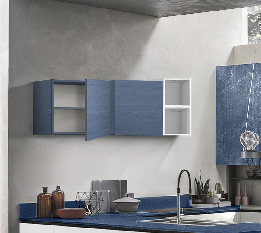 Pensile cubo per cucina sospeso, Blu
