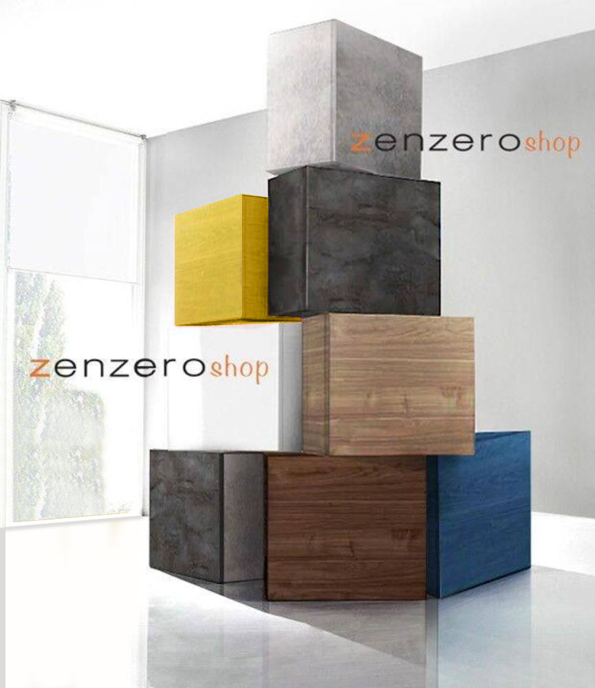 Cubo sospeso in diverse finiture per parete attrezzata
