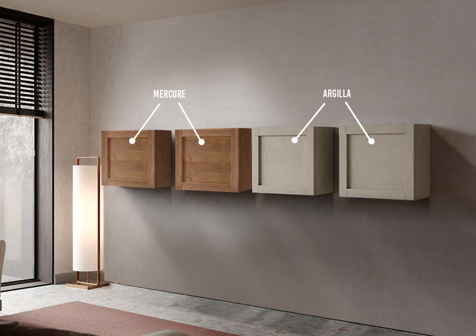 Cubo sospeso con frontale con telaio, disponibile in diverse finiture