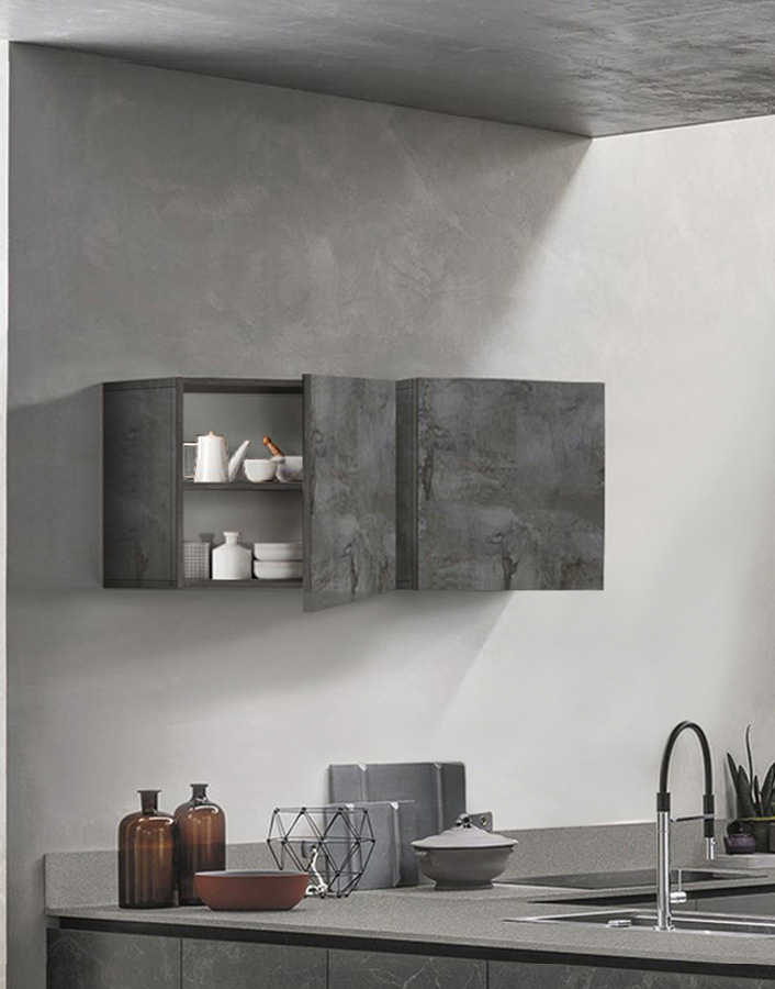 Pensile cubo per cucina sospeso, Ossido