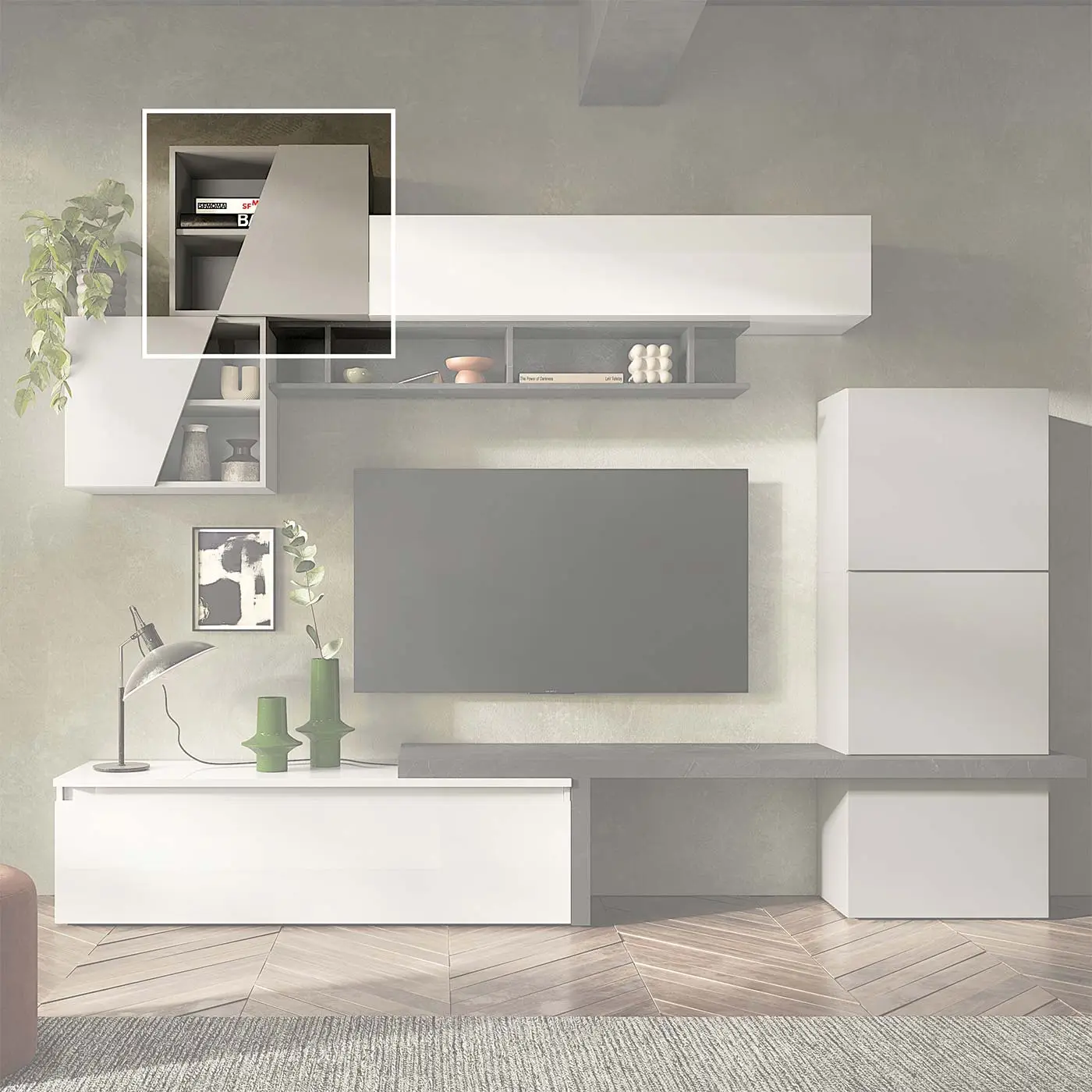 cubo sospeso gesso anta tagliata