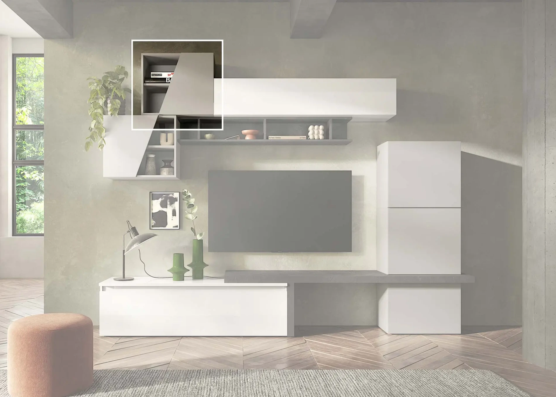 cubo sospeso gesso anta tagliata