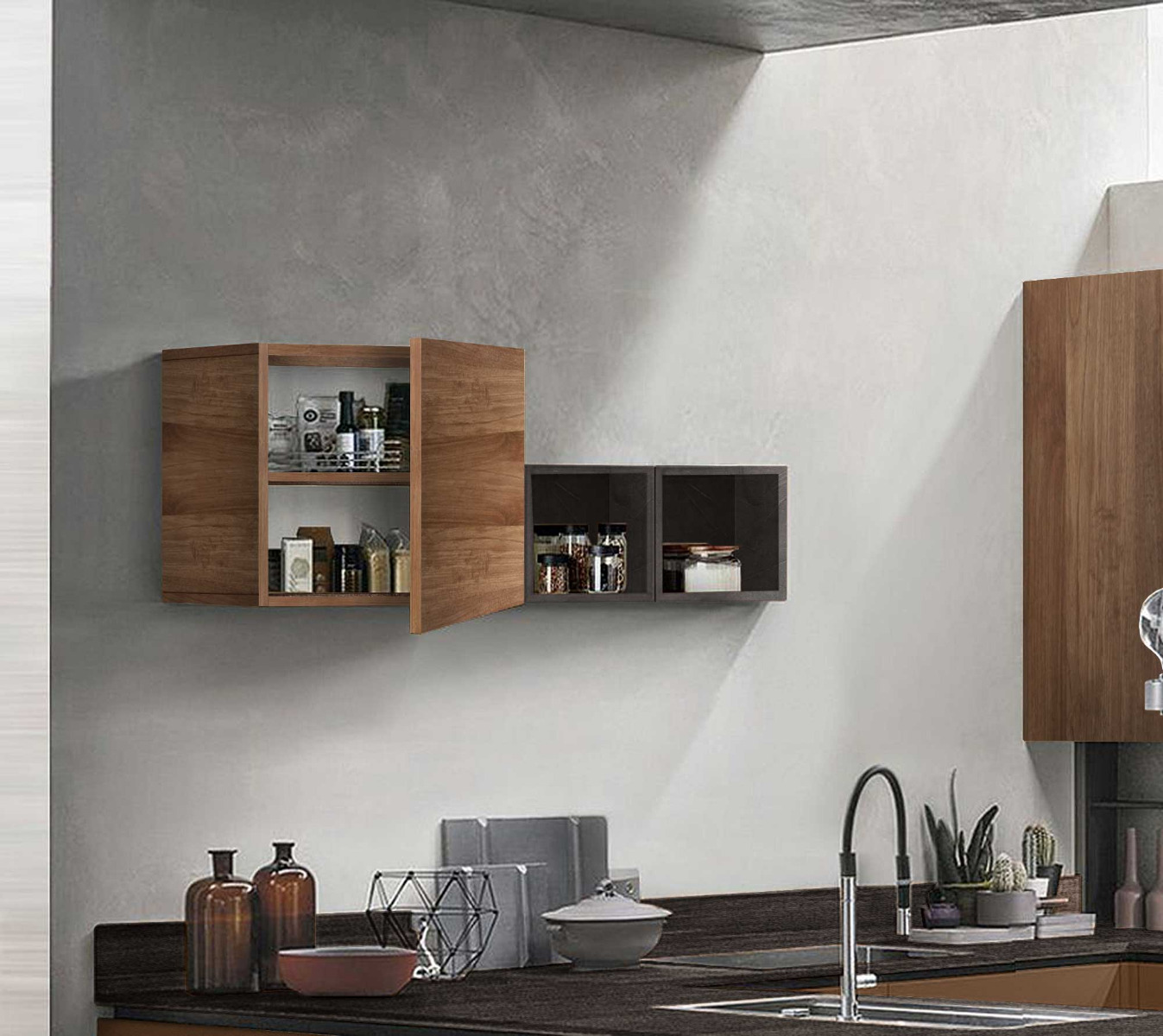 pensile cubo legno scuro