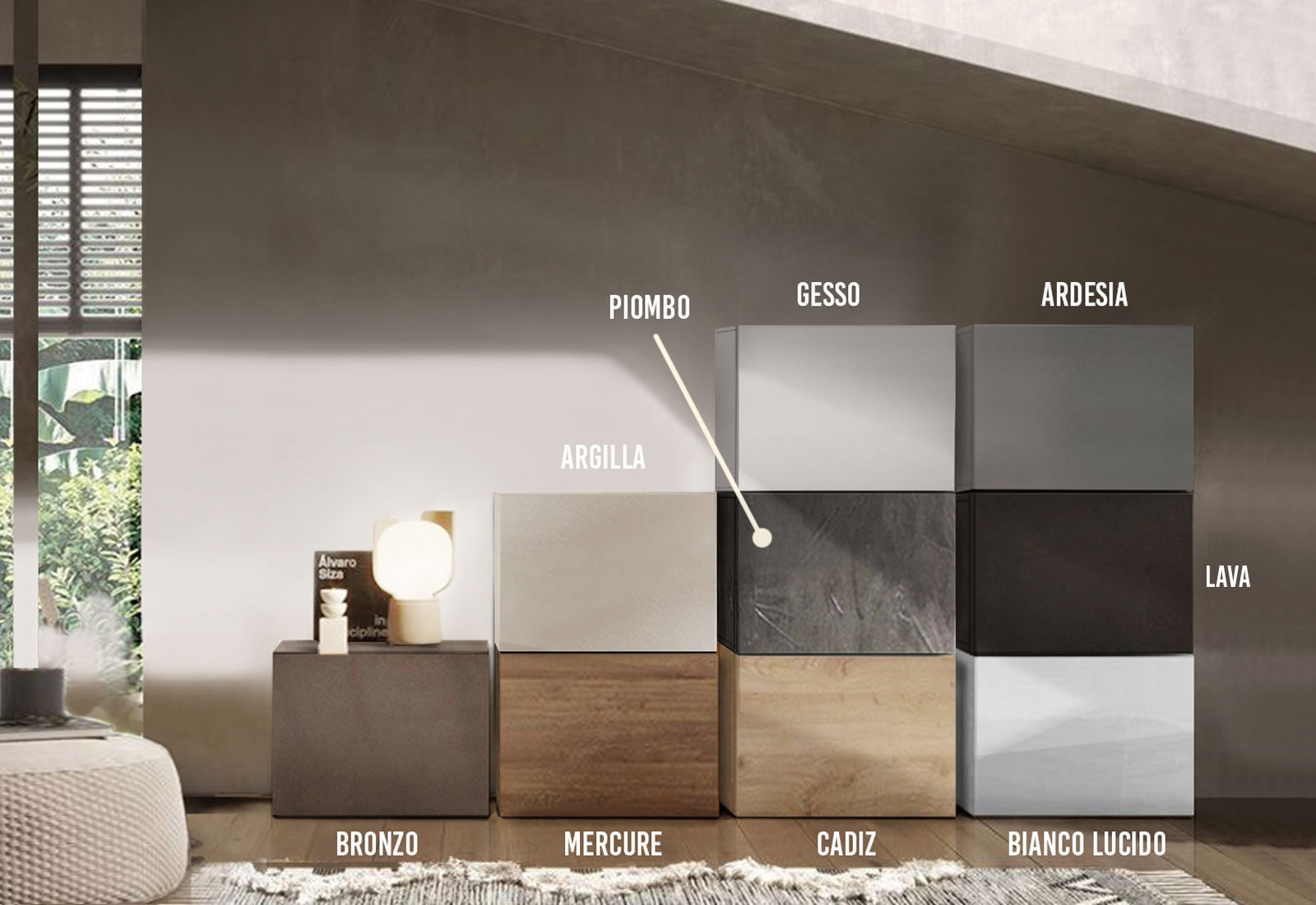 Cubo a terra , disponibile in diverse finiture, 100% Made in Italy