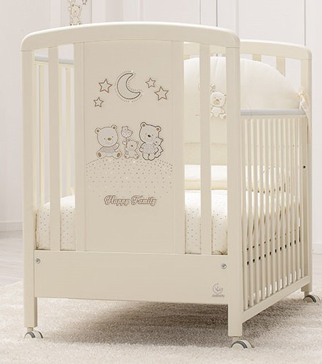 Lettino neonati Paddington avorio con decorazioni e ruote Zenzero Shop