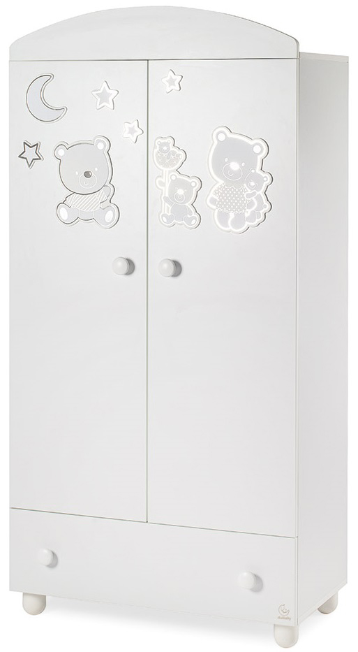 Lettino neonati Paddington con decorazione e ruote, finitura Bianco