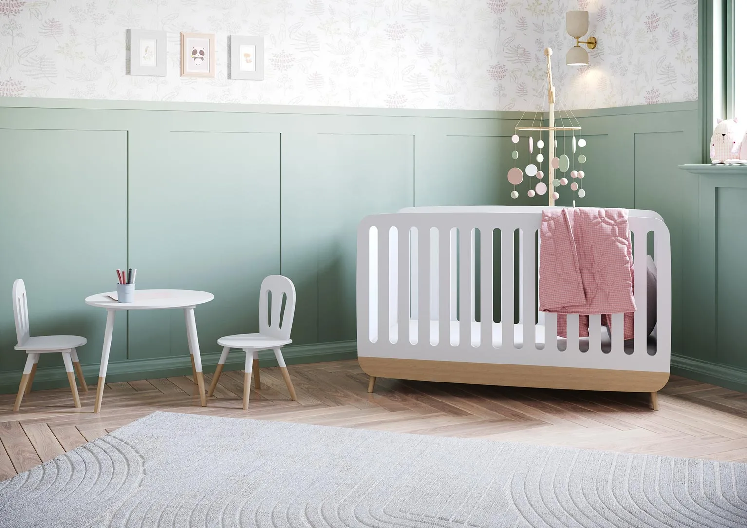 cameretta con culla bianca