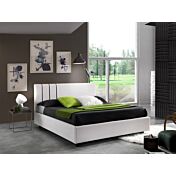 Letto matrimoniale Margherita, imbottito con tessuto color Bianco