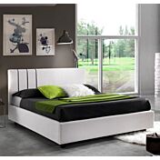 Letto matrimoniale Margherita, imbottito con tessuto color Bianco