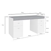Scrivania 2 ante e 2 cassetti bianco lucido e ardesia, made in Italy