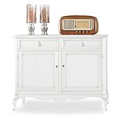 Mobile credenza in legno, bianco opaco, arte povera - cm 145x116