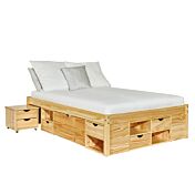 Ampio letto contenitore in pino disponibile 1 piazza e mezza o matrimoniale, con comodino