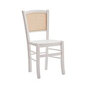Sedia con schienale in paglia di Vienna, laccato bianco.