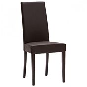 Sedia in ecopelle Marrone, con fusto wenge