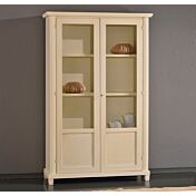Vetrina a 2 ante in legno finitura avorio patinato 120x40 H.189