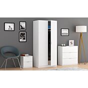 Comodino di design a 2 cassetti finitura bianco opaco