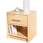 Comodino in legno massello, 1 cassetto, colore legno naturale