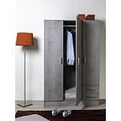 Armadio di design con 3 ante e 2 cassetti in finitura Cemento dark